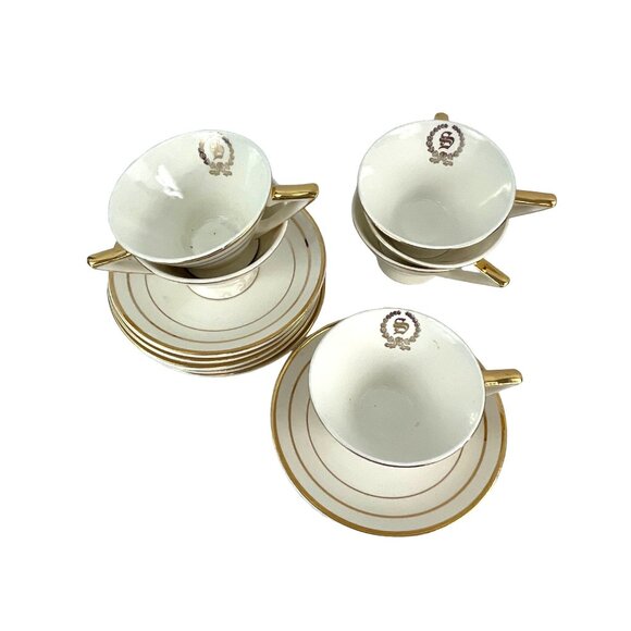 Salem China Company Ohio Made in America Art Deco 8 tea cups and saucers 23K - Picture 5 of 9